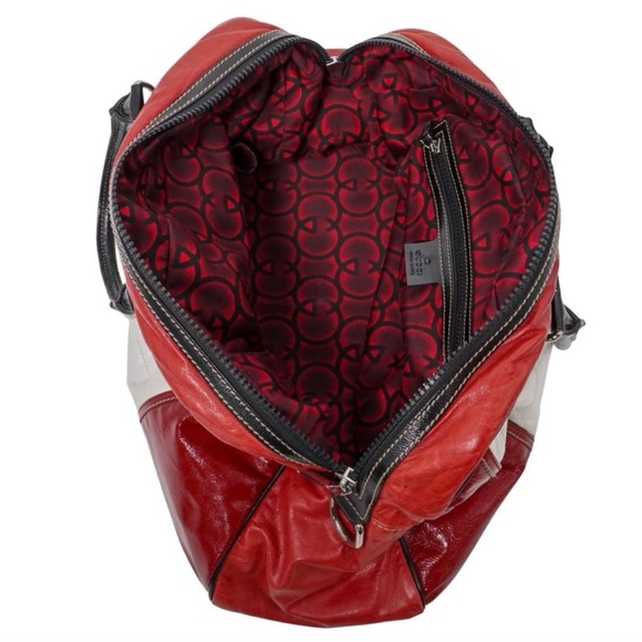 Gucci Snow Glam Leather Boston Bag, vintage 90s, red/black/white, EUC - Picture 4 of 16